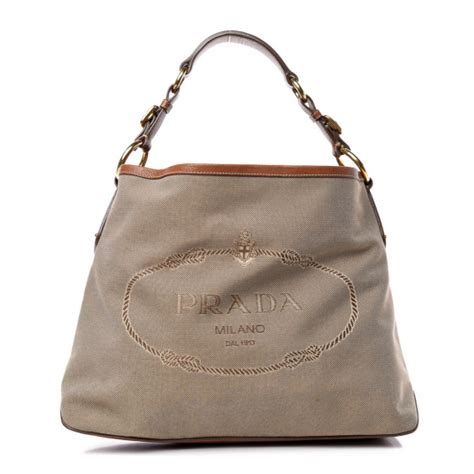 PRADA Jacquard Logo Hobo Corda Orzo 